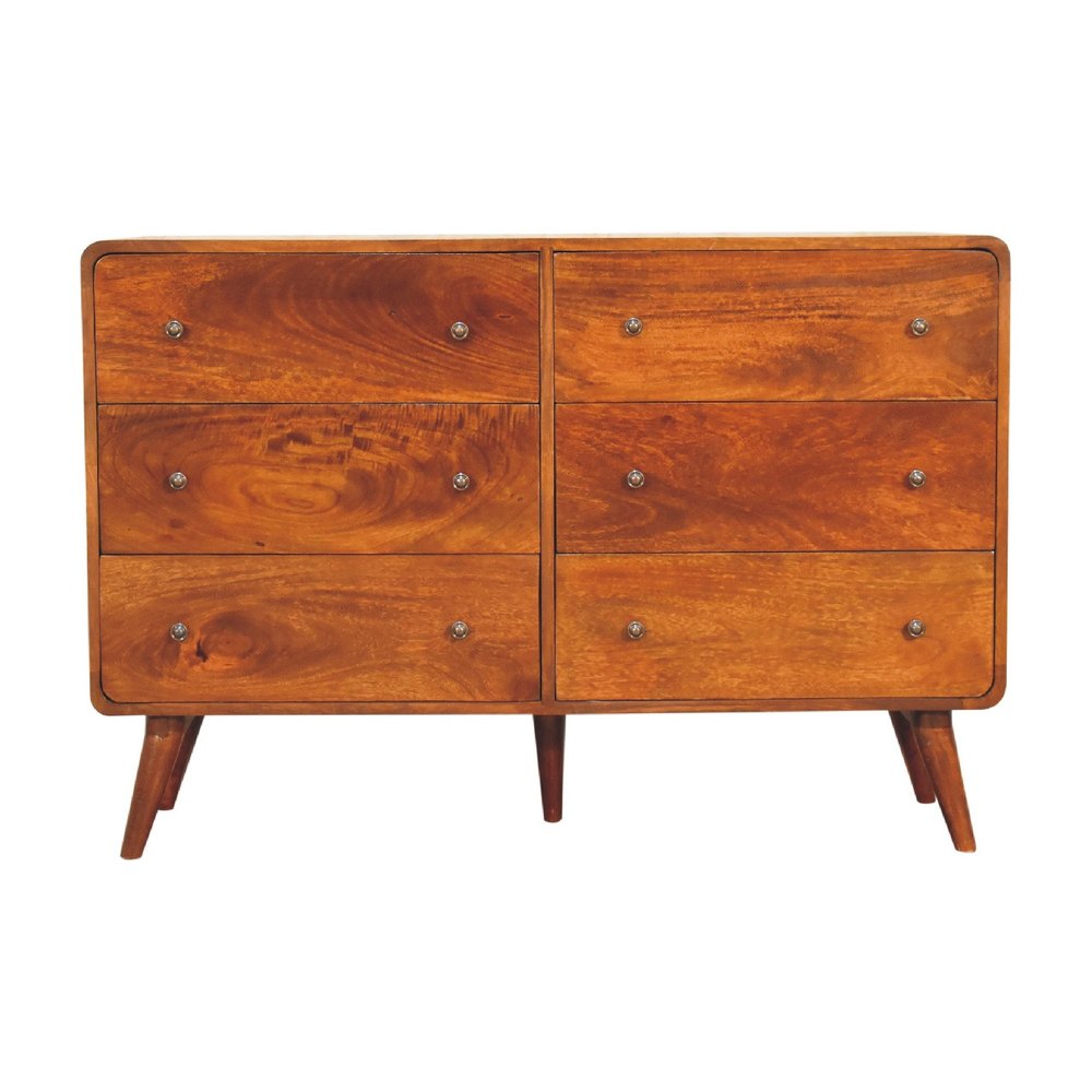 47" Brown Solid Wood Six Drawer Sideboard