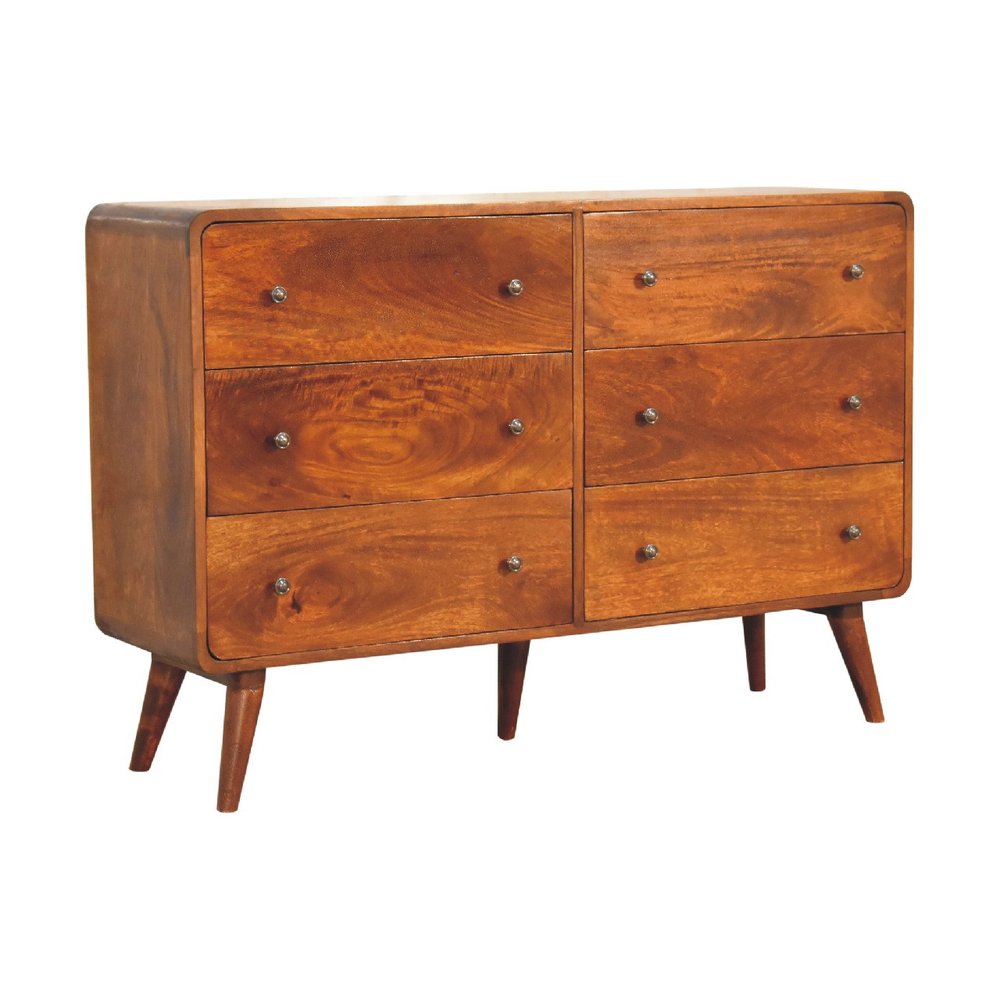 47" Brown Solid Wood Six Drawer Sideboard