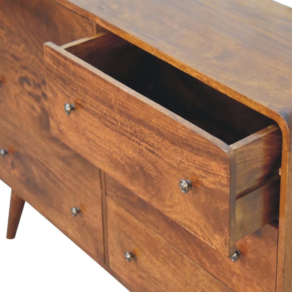 47" Brown Solid Wood Six Drawer Sideboard