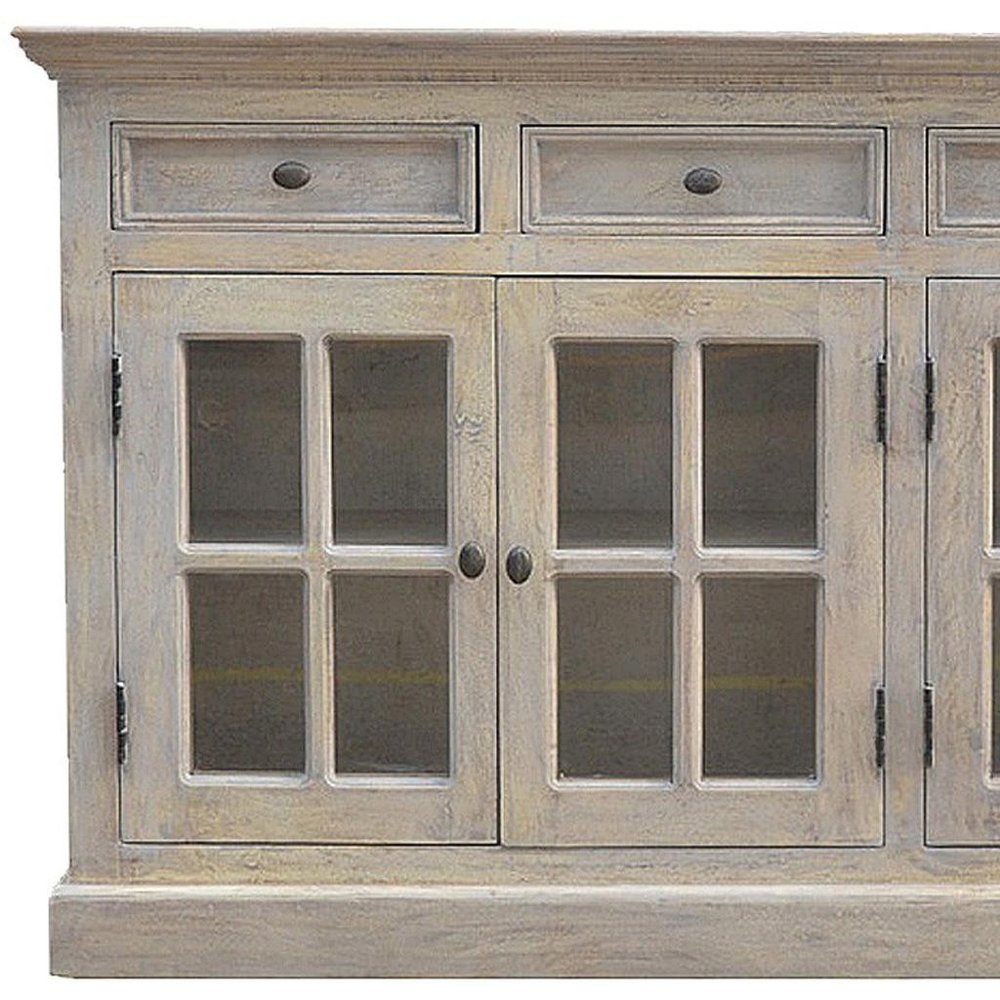 65" Brown Solid Wood Four Drawer Sideboard