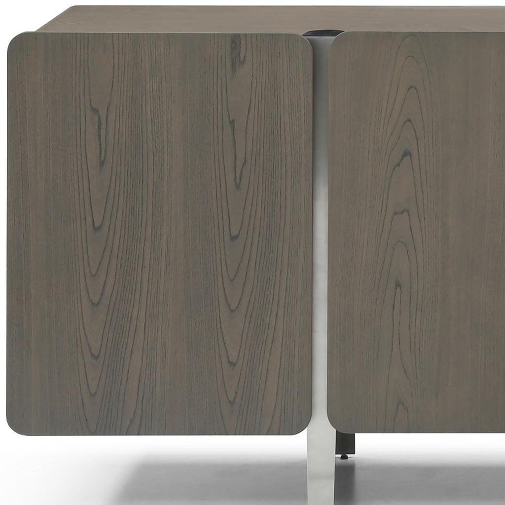 79" Light Gray Wood Sideboard With Four Doors