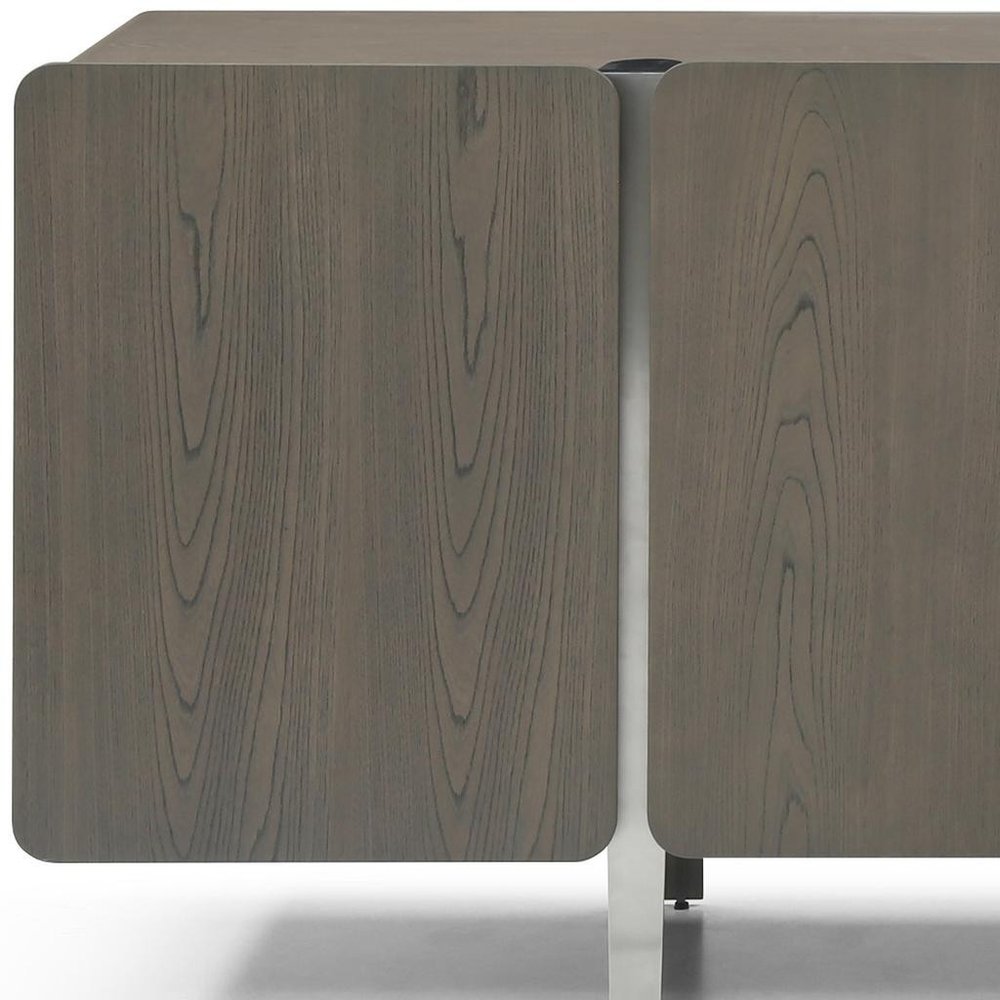 79" Light Gray Wood Sideboard With Four Doors