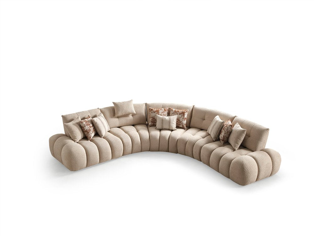 Taupe Boucle L Shaped Sectional