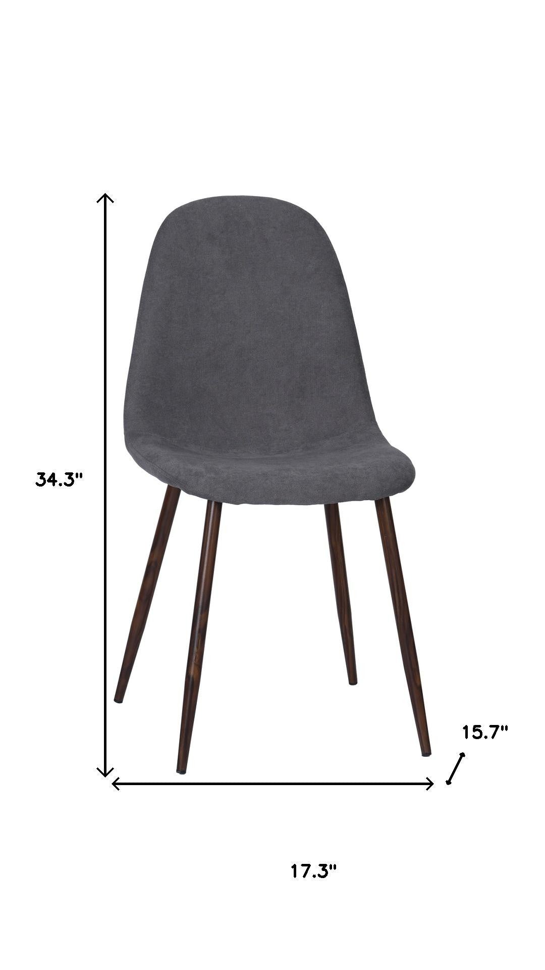Set of Four Gray and Brown Fabric and Steel Dining Side Chairs