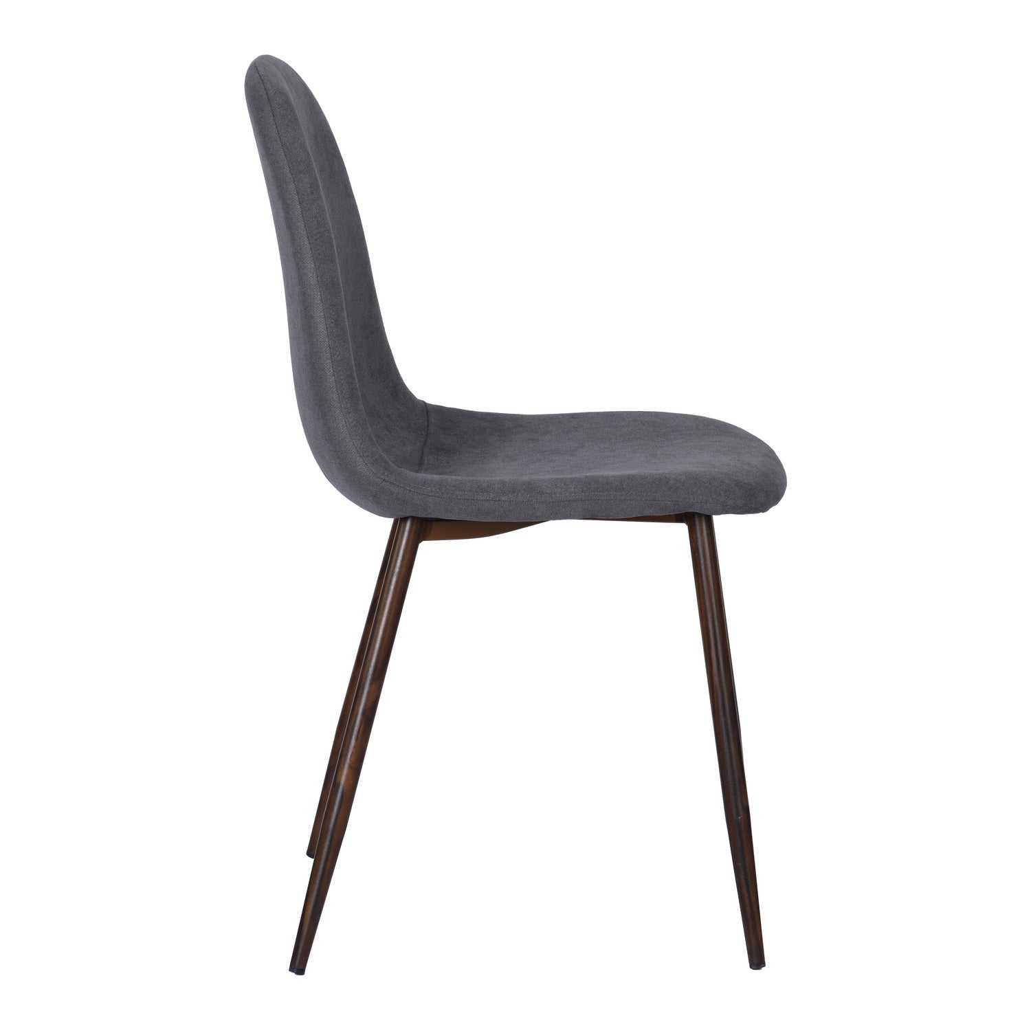 Set of Four Gray and Brown Fabric and Steel Dining Side Chairs