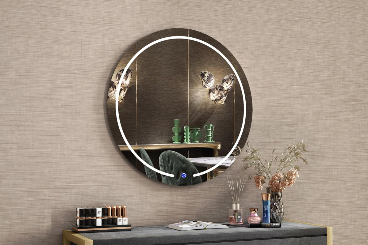 39" Clear Round Lighted Frameless Bathroom Vanity Mirror