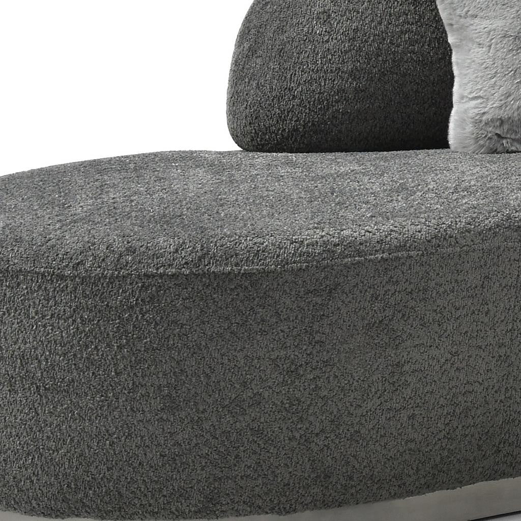 150" Dark Gray Boucle Curved Sofa With Toss Pillows