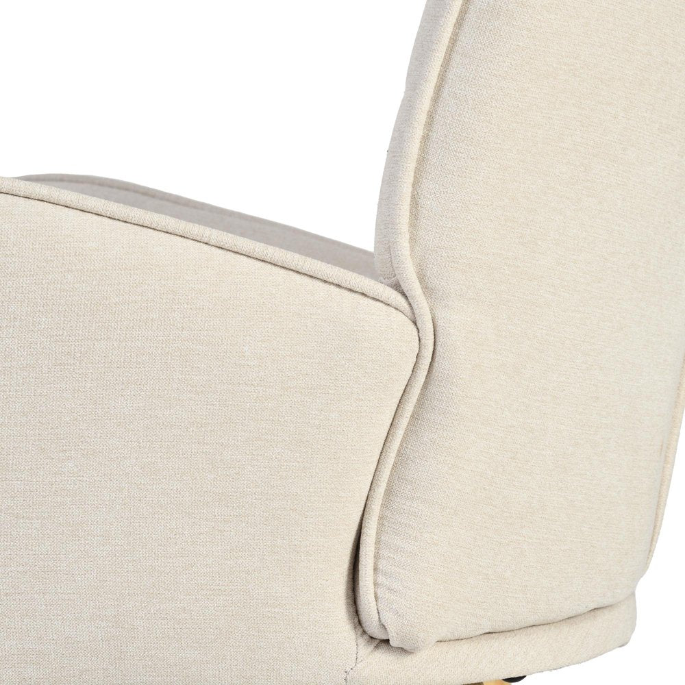 23" Beige and Natural Tufted Chenille and Solid Wood Wingback Chair