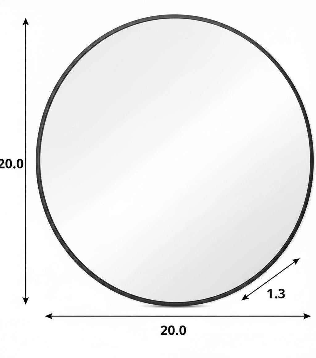 20" Black Metal Round Framed Bathroom Vanity Mirror
