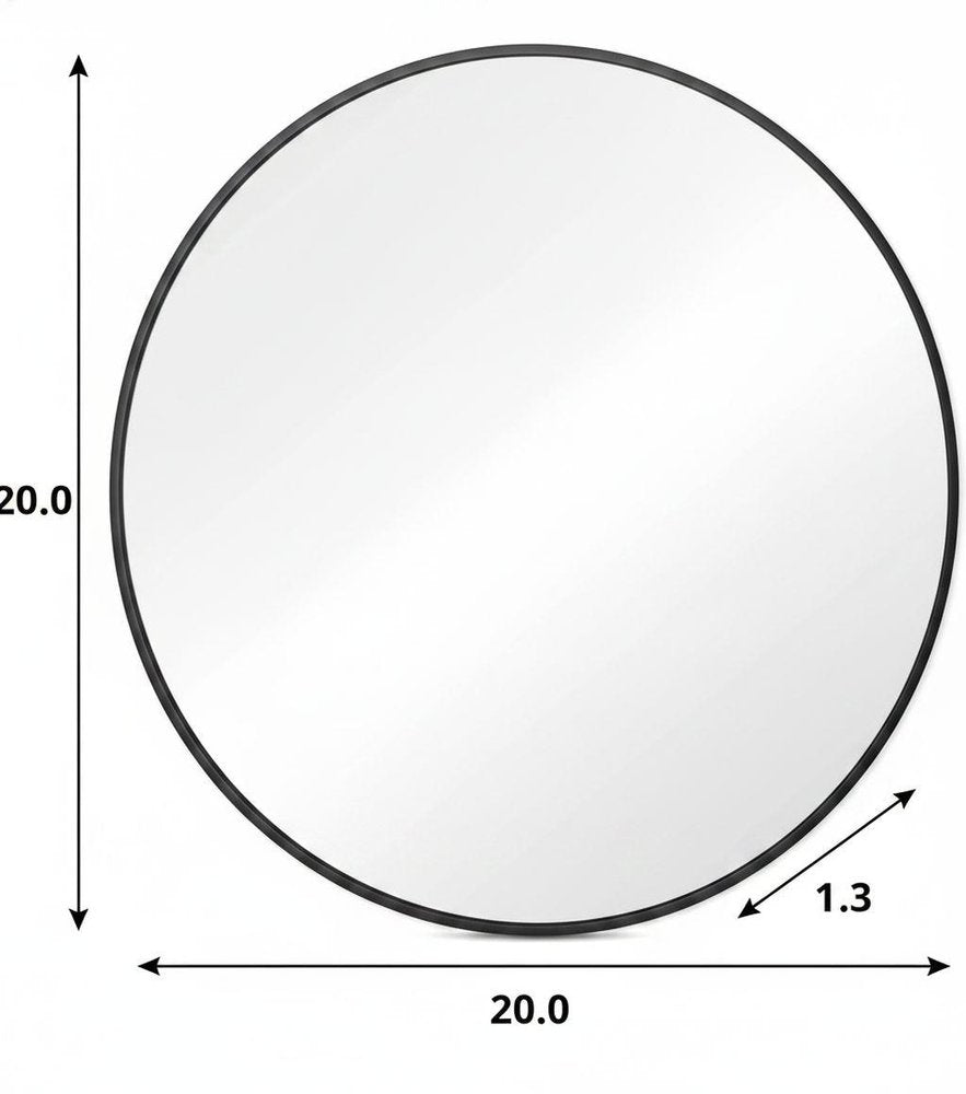 20" Black Metal Round Framed Bathroom Vanity Mirror