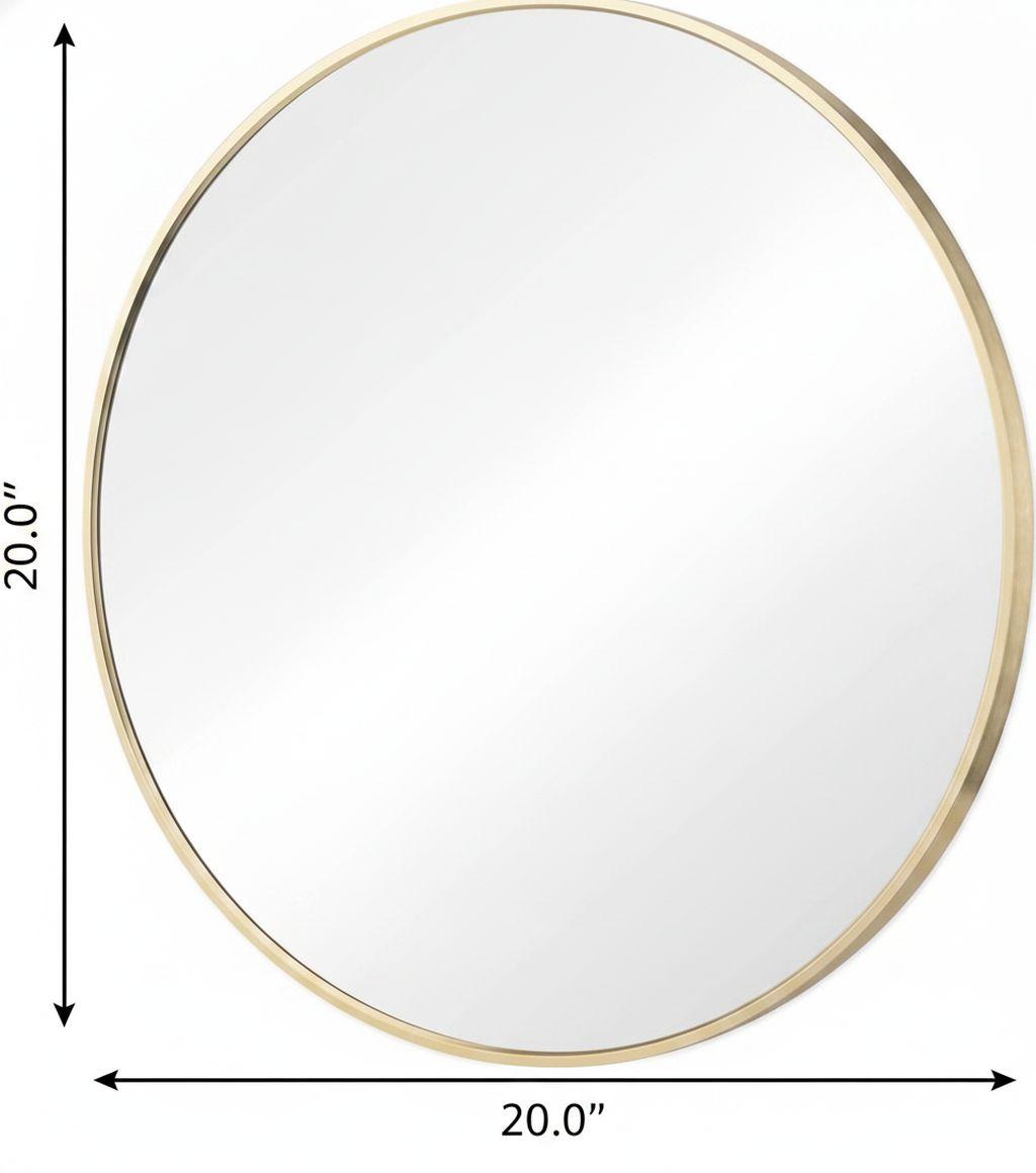 20" Gold Metal Round Framed Bathroom Vanity Mirror