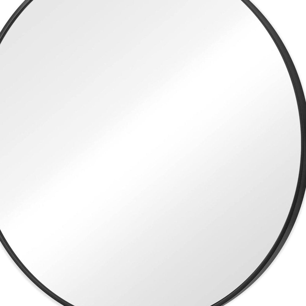24" Black Metal Round Framed Bathroom Vanity Mirror