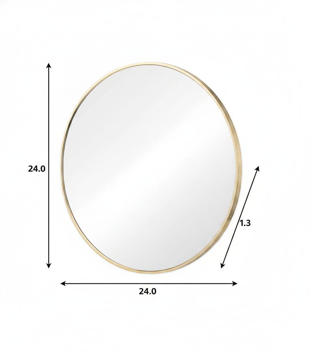 24" Gold Metal Round Framed Bathroom Vanity Mirror