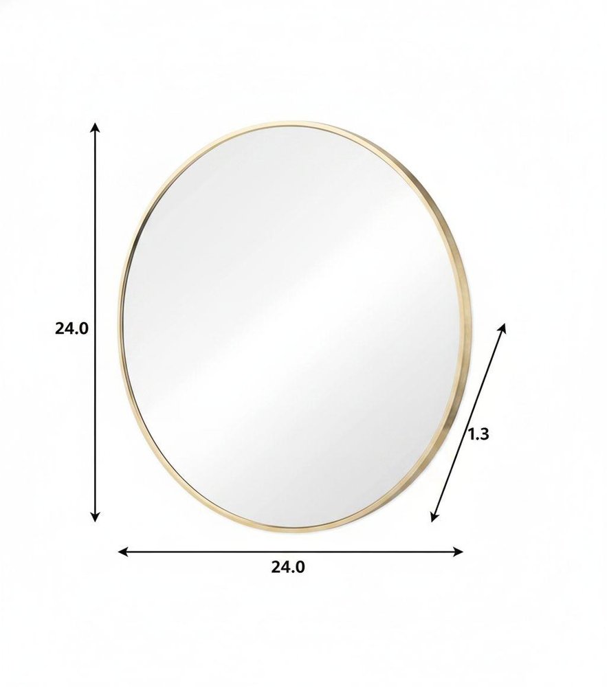 24" Black Metal Round Framed Bathroom Vanity Mirror