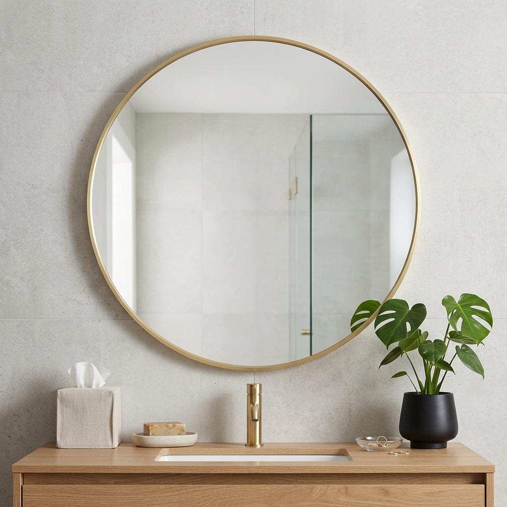 30" Gold Metal Round Framed Bathroom Vanity Mirror