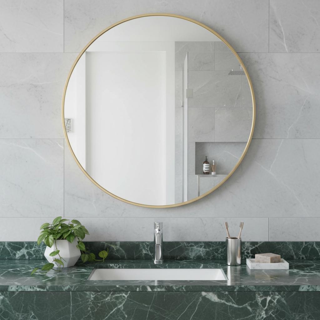 30" Gold Metal Round Framed Bathroom Vanity Mirror