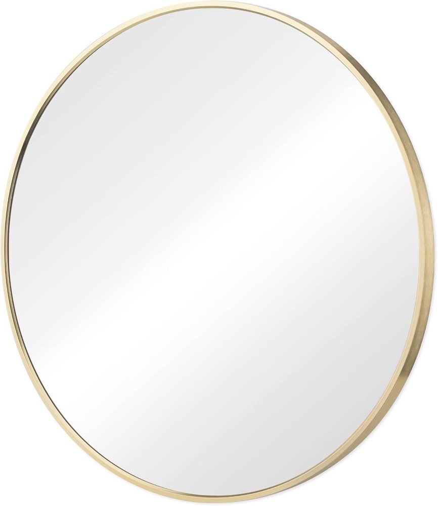 30" Black Metal Round Framed Bathroom Vanity Mirror
