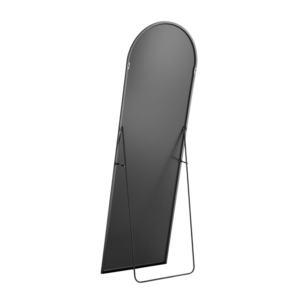 63" Black Metal Arch Wall Mounted Leaning And Freestanding Framed Standing Mirror