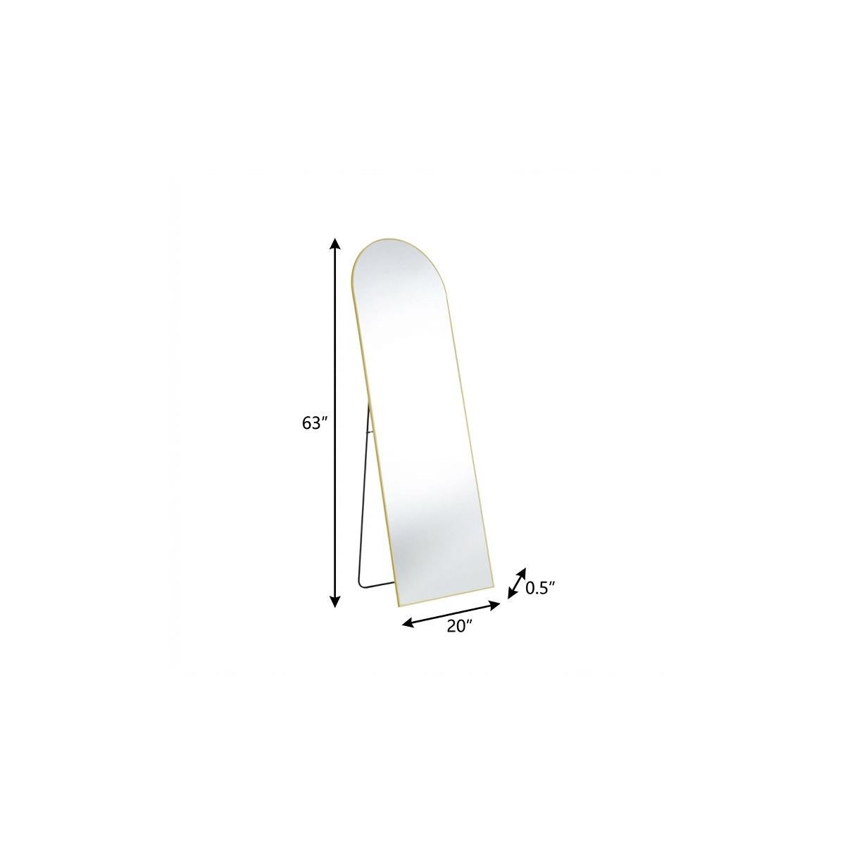 63" Gold Metal Arch Wall Mounted Leaning And Freestanding Framed Standing Mirror