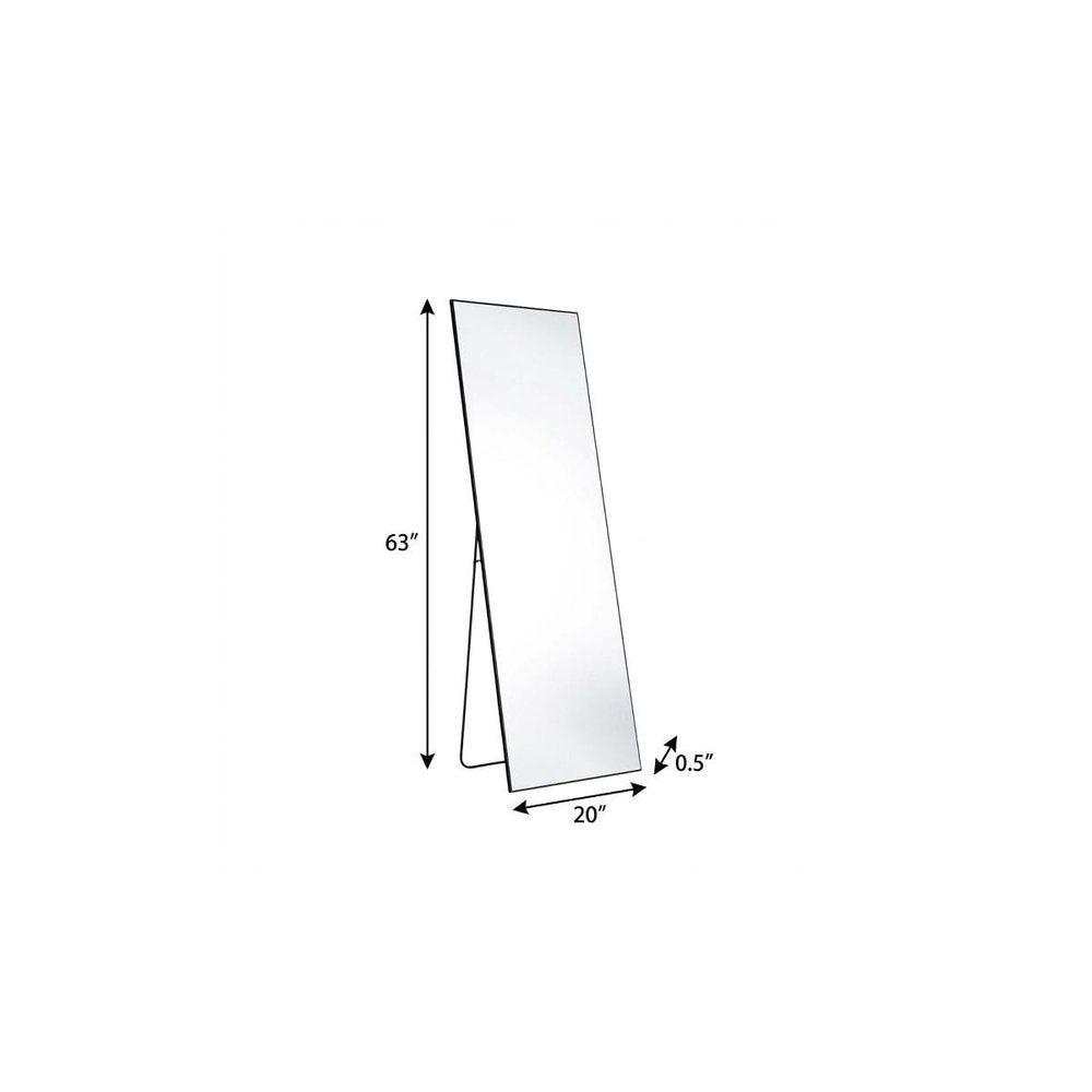 63" Black Metal Wall Mounted Leaning And Freestanding Framed Standing Mirror