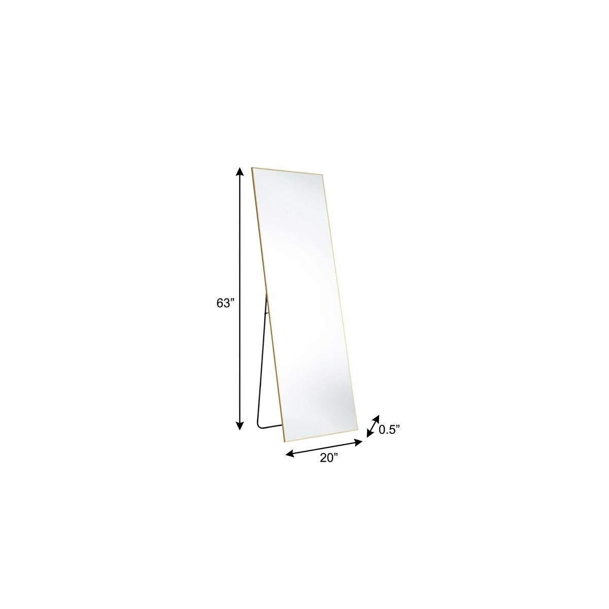 63" Gold Metal Wall Mounted Leaning And Freestanding Framed Standing Mirror
