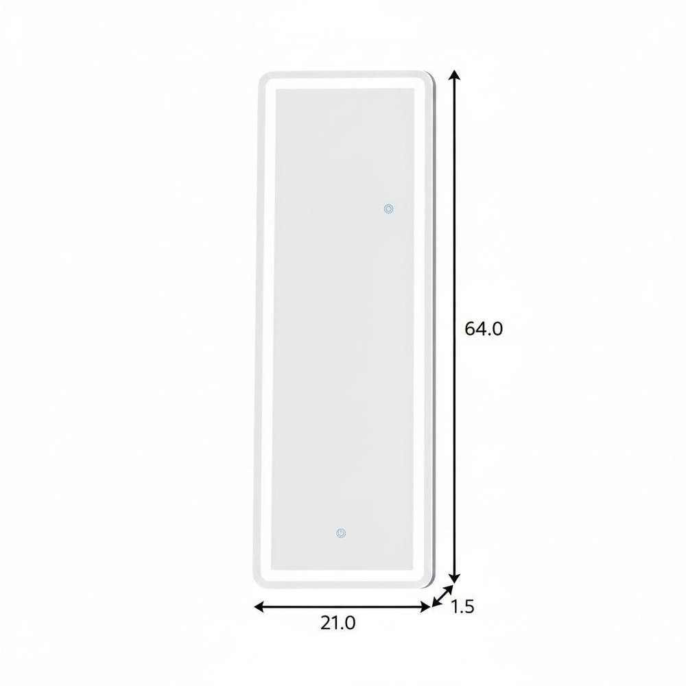 64" Silver Glass Lighted Wall Mounted Leaning And Freestanding Framed Full Length Mirror