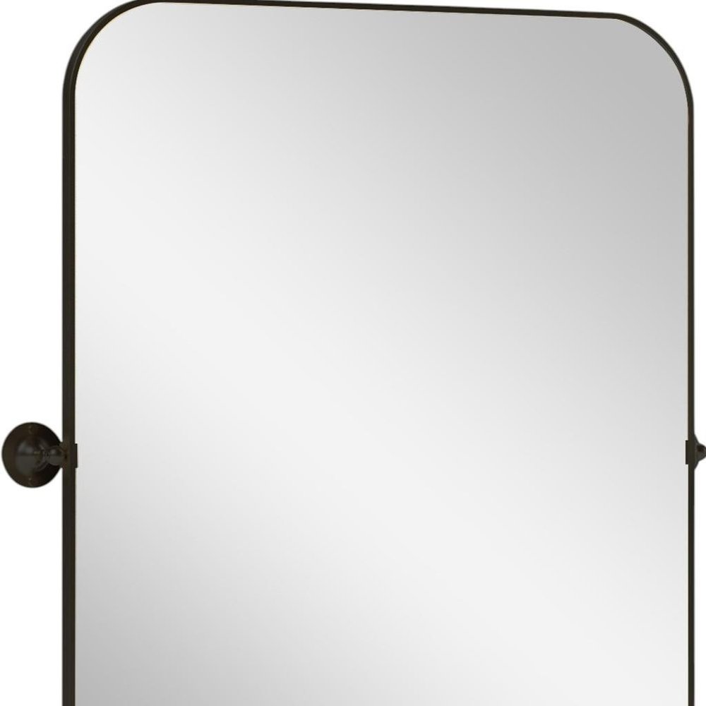 36" Black Iron Tilting Framed Bathroom Vanity Mirror