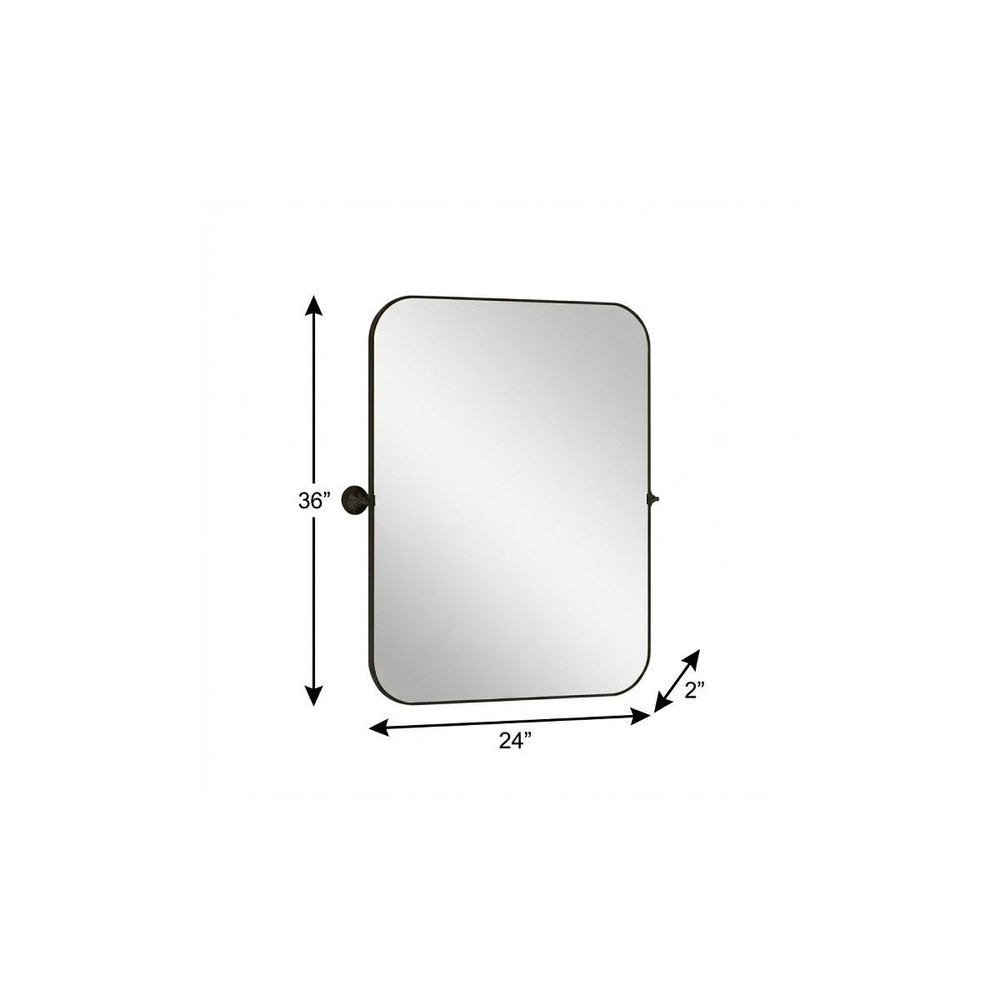 36" Black Iron Tilting Framed Bathroom Vanity Mirror