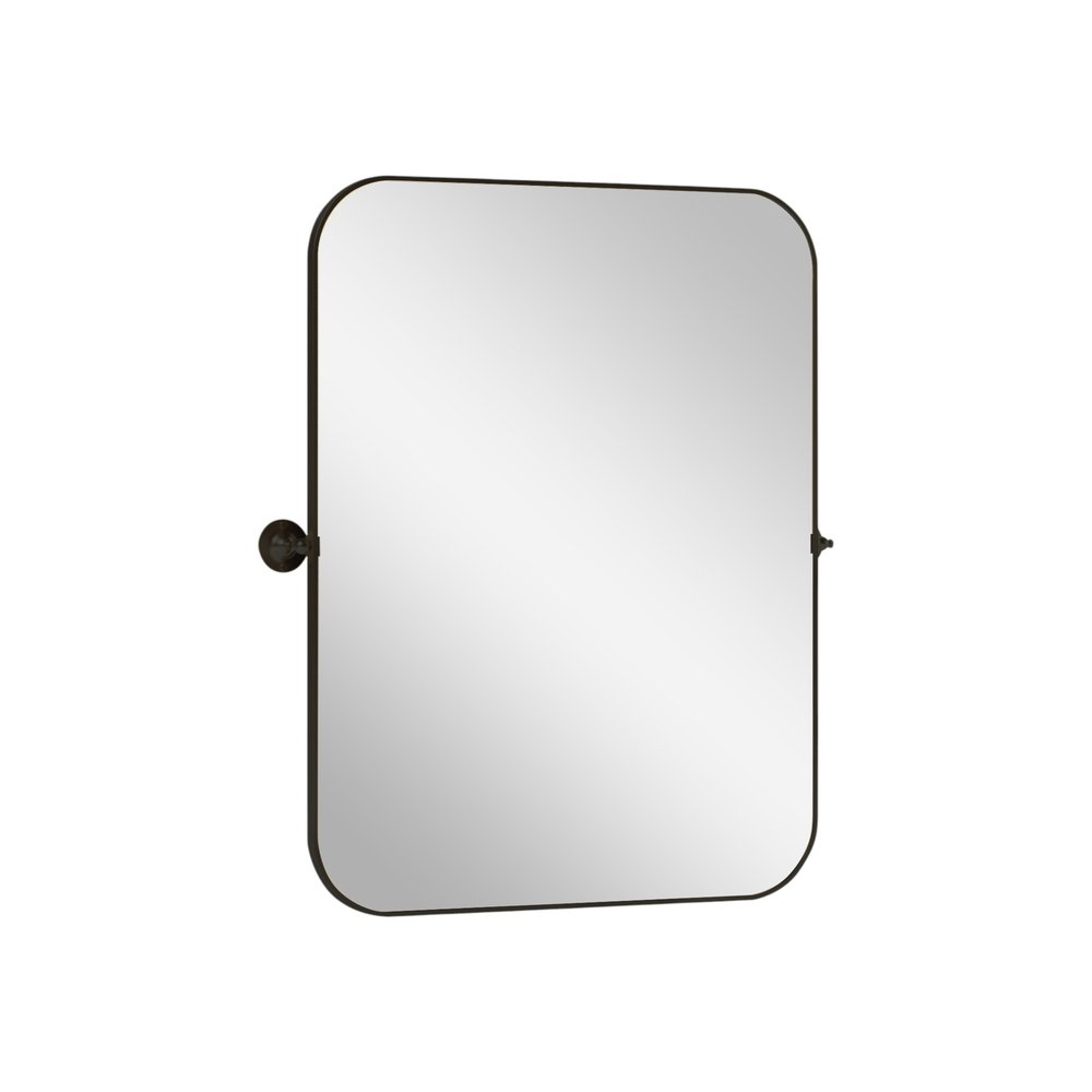 36" Black Iron Tilting Framed Bathroom Vanity Mirror