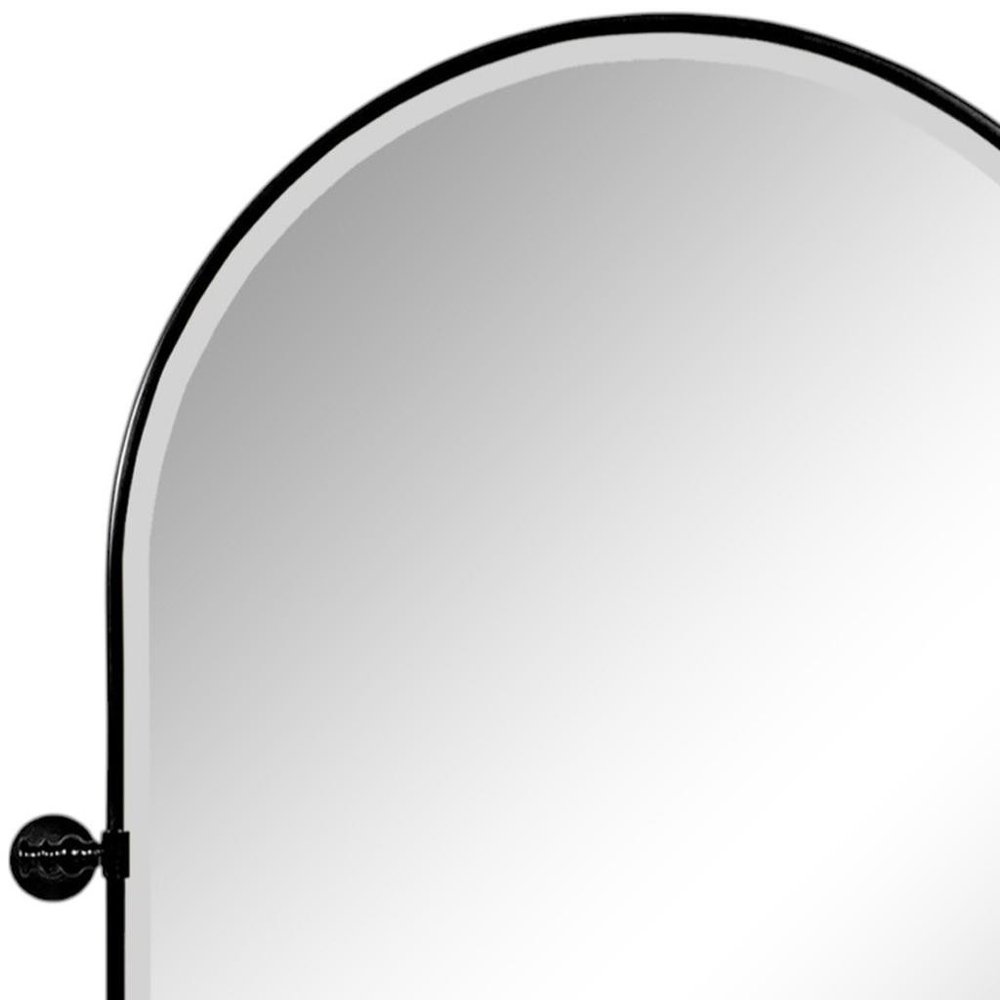 31" Black Iron Arch Tilting Framed Bathroom Vanity Mirror