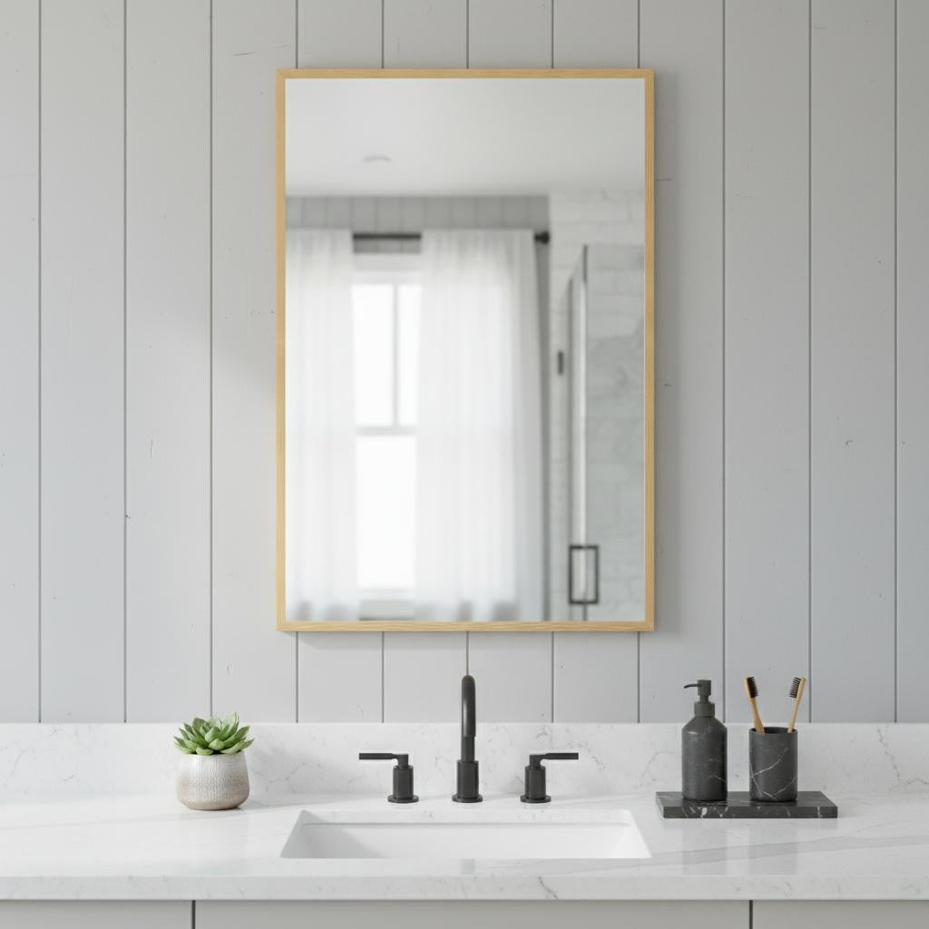 36" Gold Metal Framed Bathroom Vanity Mirror
