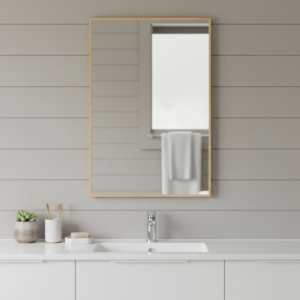 36" Gold Aluminum Framed Bathroom Vanity Mirror