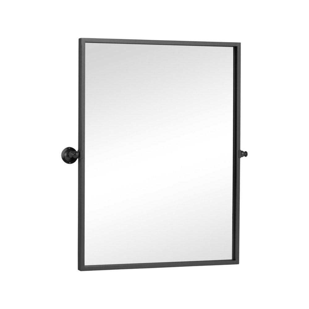 31" Black Iron Tilting Framed Bathroom Vanity Mirror