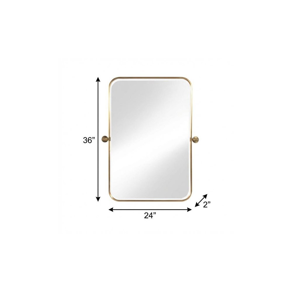 Set of Two Gold Iron Tilting Framed Bathroom Vanity Mirror