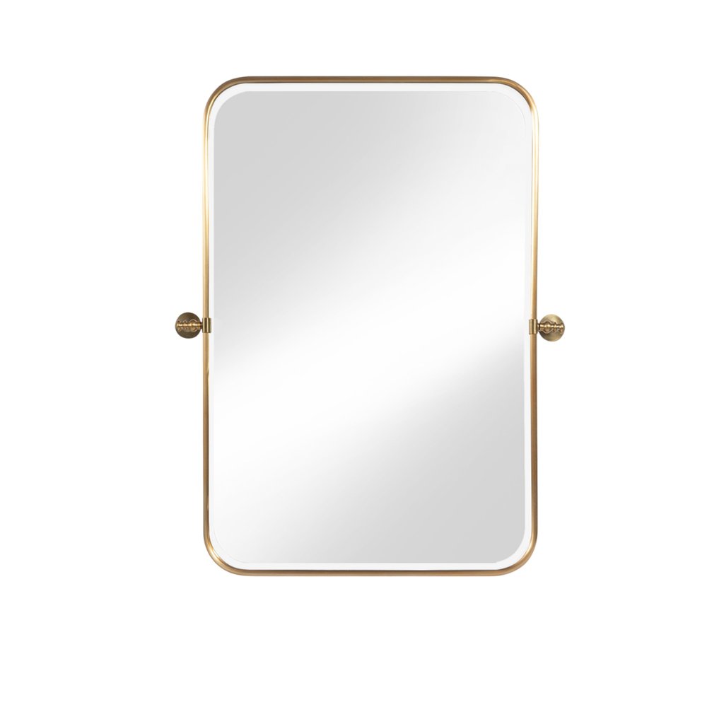 Set of Two Gold Iron Tilting Framed Bathroom Vanity Mirror