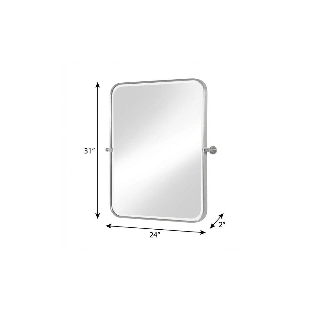 Set of Two Silver Iron Tilting Framed Bathroom Vanity Mirror
