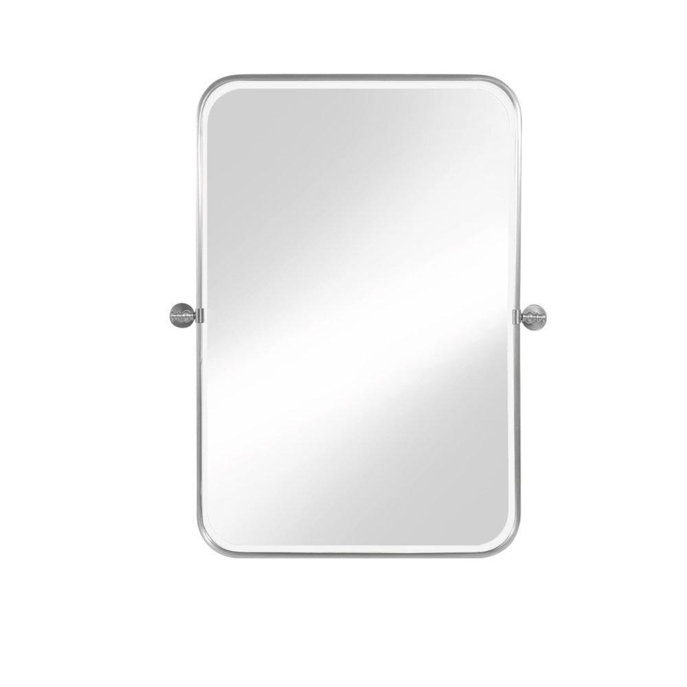 Set of Two Silver Iron Tilting Framed Bathroom Vanity Mirror