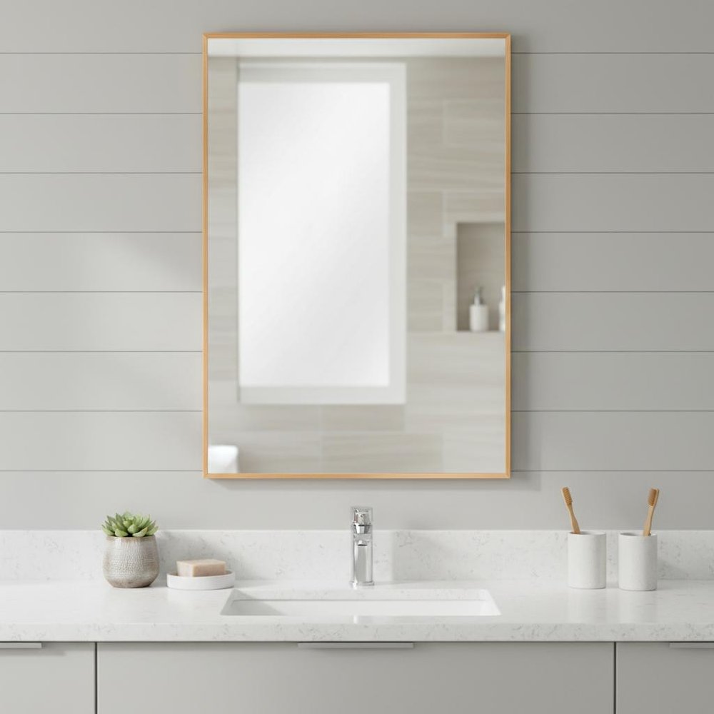 36" Black Aluminum Framed Bathroom Vanity Mirror