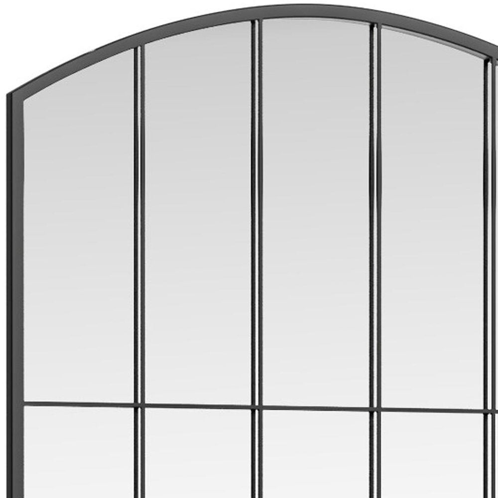 67" Black Metal Geometric Arch Wall Mounted Or Leaning Framed Full Length Mirror
