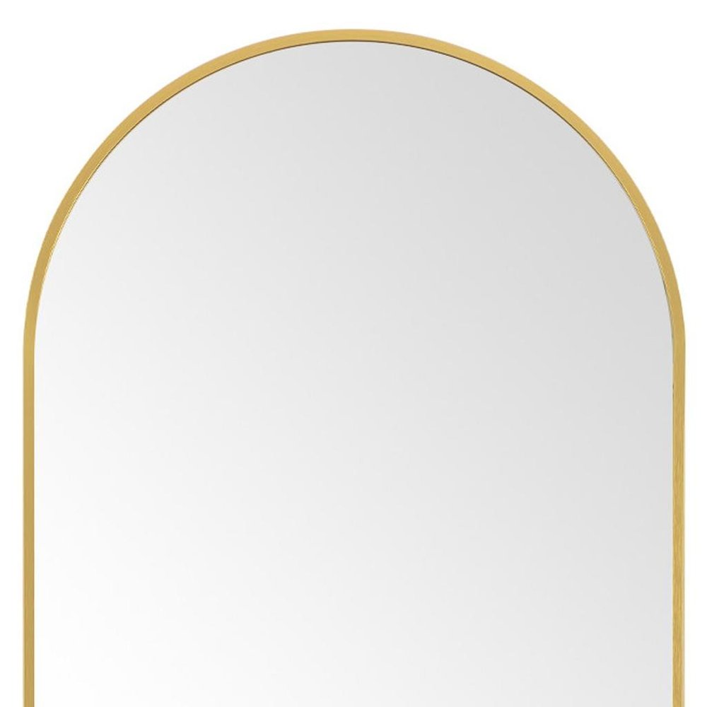 64" Gold Metal Arch Freestanding Framed Standing Mirror