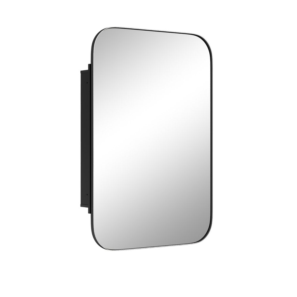 24" Black Metal Framed Bathroom Vanity Mirror With Cabinet