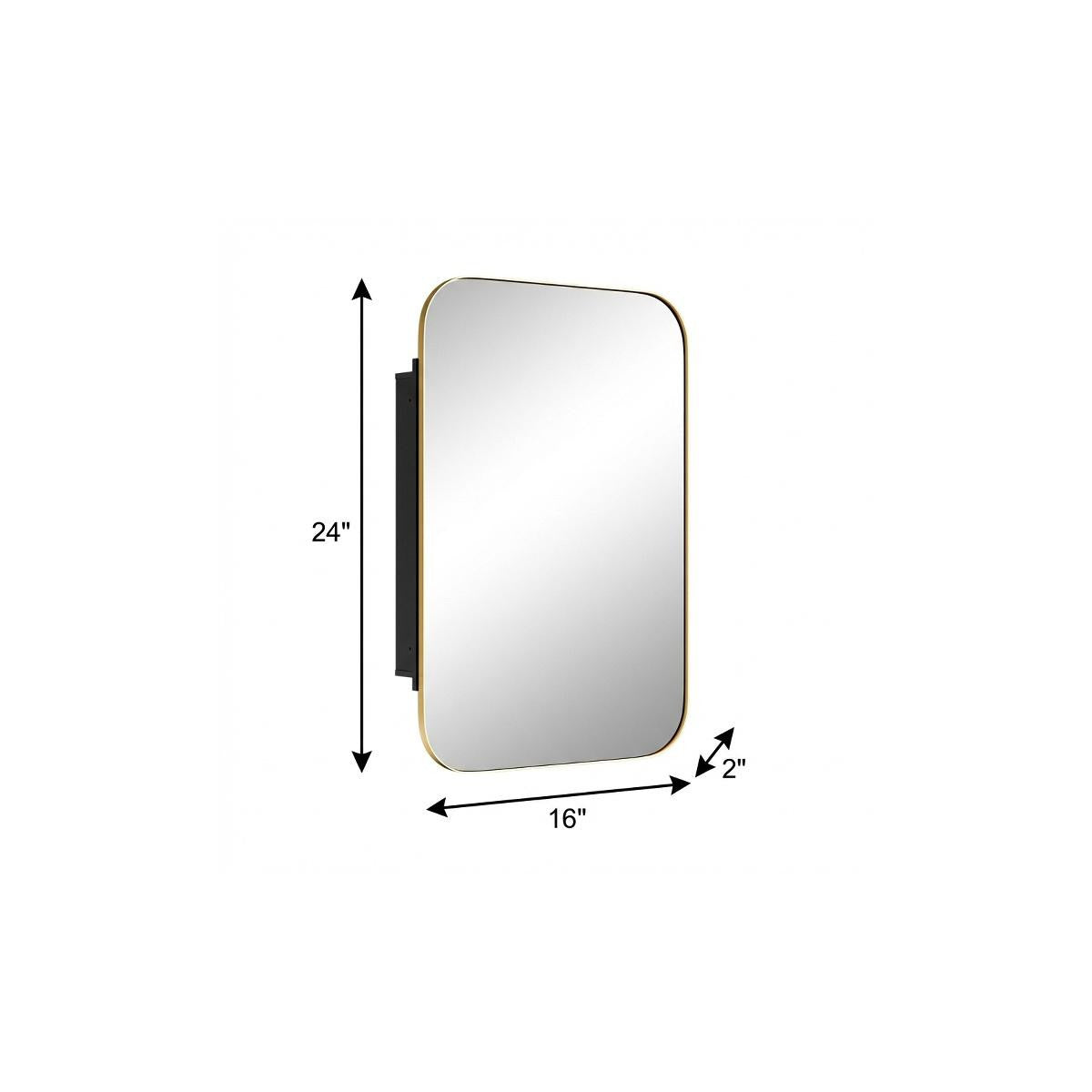 24" Gold Metal Framed Bathroom Vanity Mirror With Cabinet