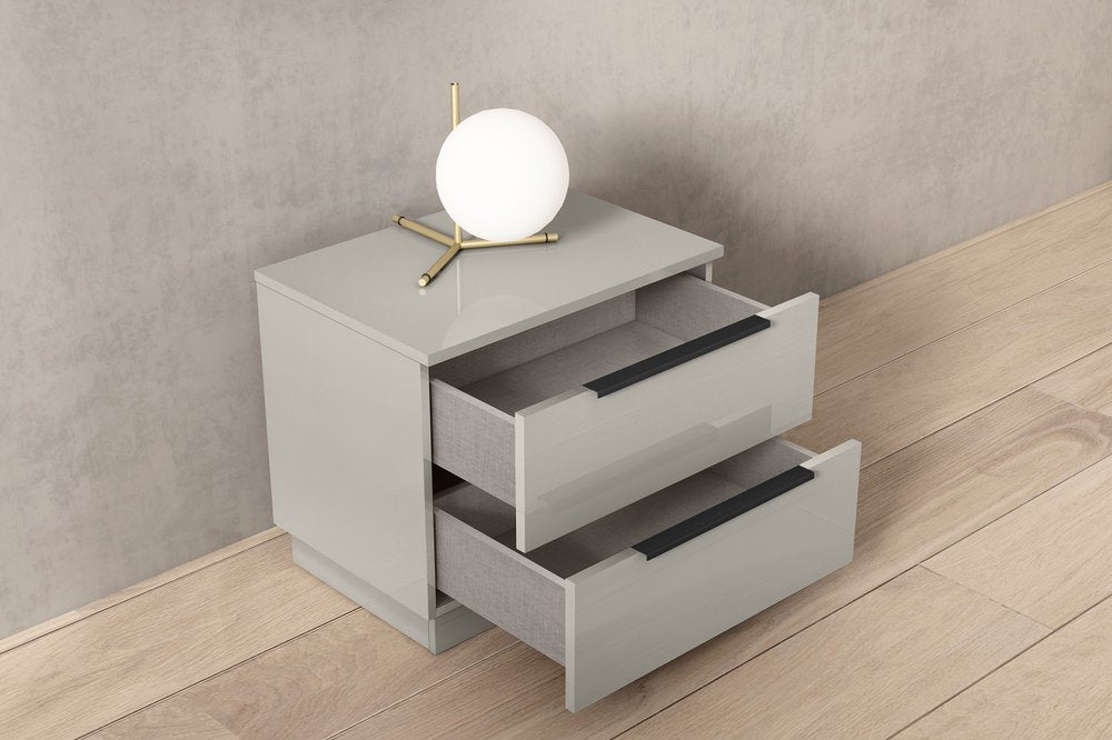 20" Light Gray Wood Two Drawer Nightstand
