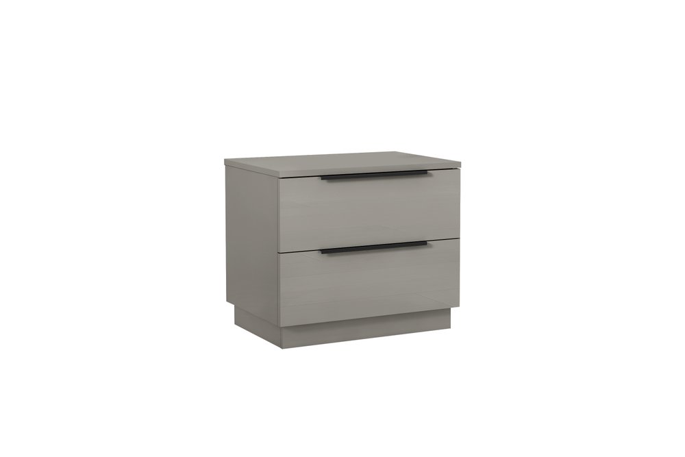 20" Light Gray Wood Two Drawer Nightstand