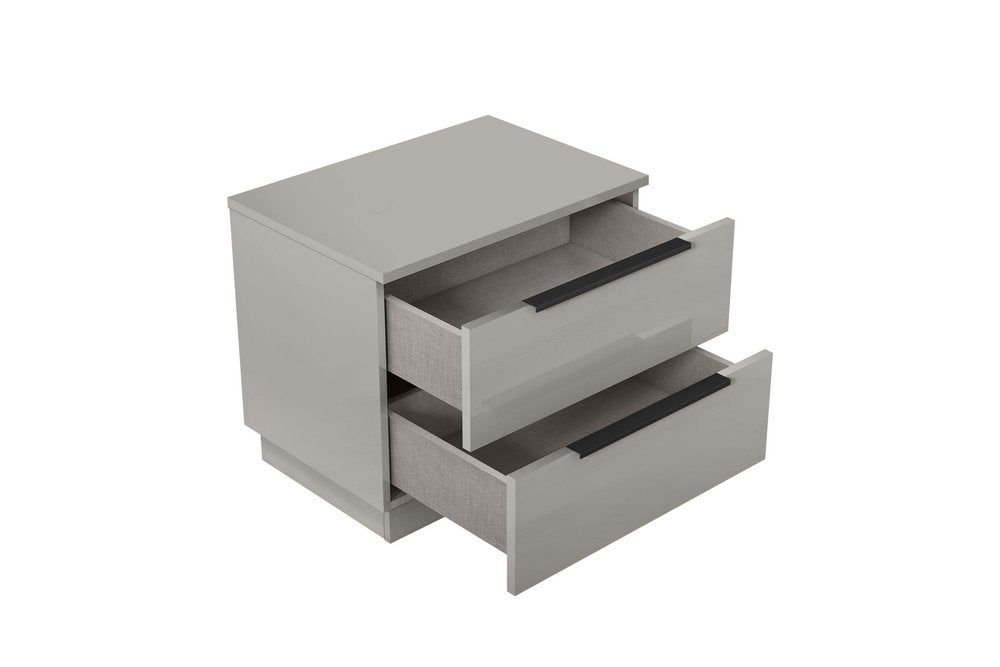 20" Light Gray Wood Two Drawer Nightstand