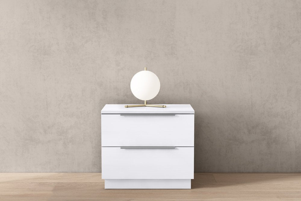 20" Light Gray Wood Two Drawer Nightstand