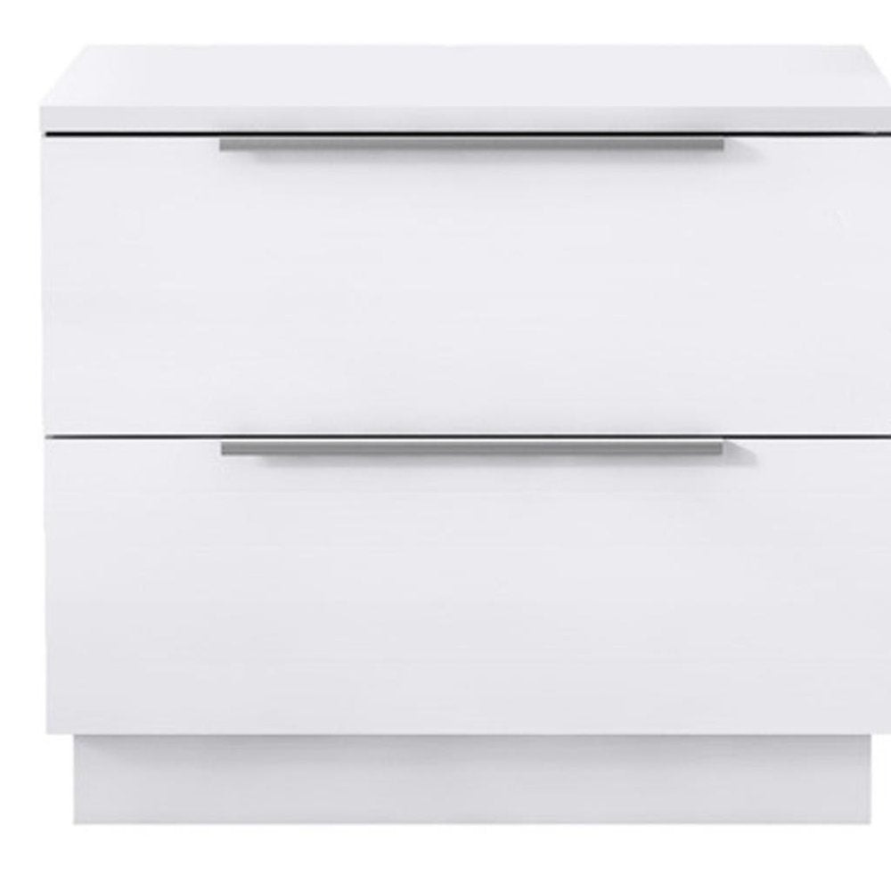 20" Light Gray Wood Two Drawer Nightstand