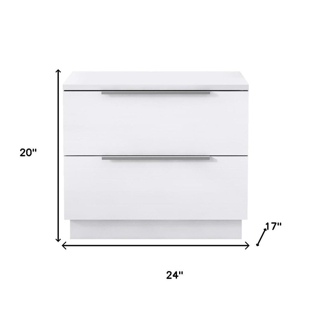 20" Light Gray Wood Two Drawer Nightstand