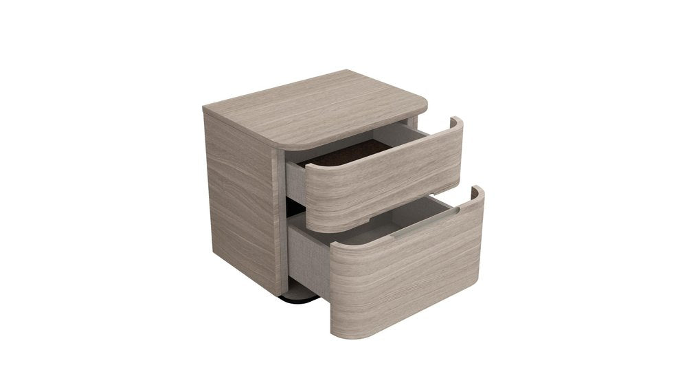 20" Beige Wood Two Drawer Nightstand