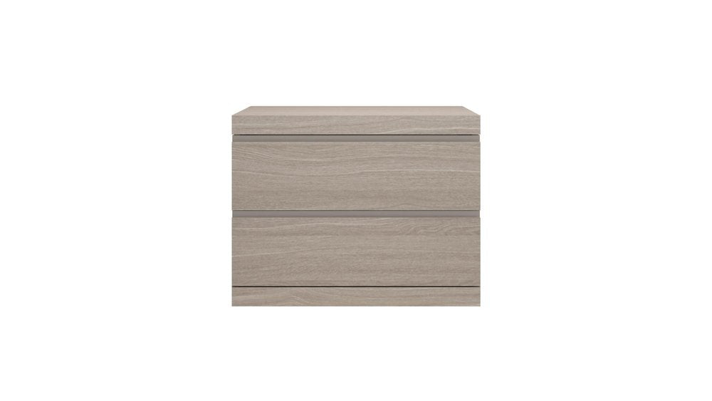 18" Beige Wood Two Drawer Nightstand